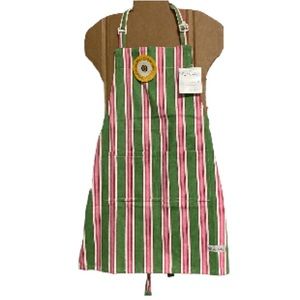 Emi Burke Candy Stripe Pink Green White Child's Apron 25" T x 20" W
